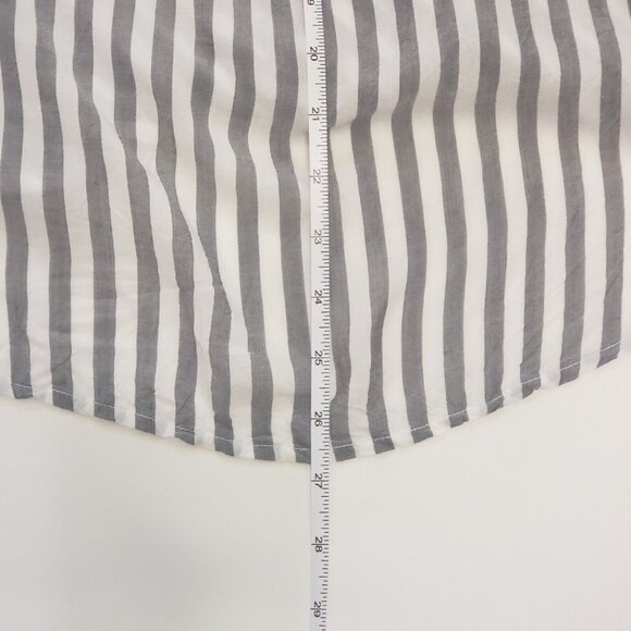 Pink Rose Blouse Womens Size Medium Grey Stripe Surplice Citycore Light Academia - Picture 7 of 16